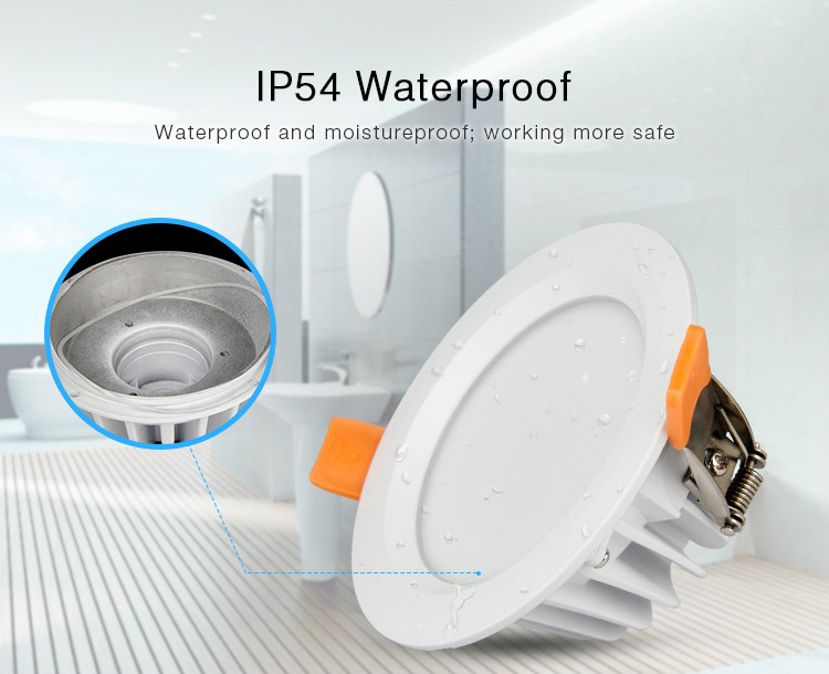 Mi-Light 6W RGB+CCT waterproof LED downlight FUT063 IP54 moistureproof safe working safety bathroom