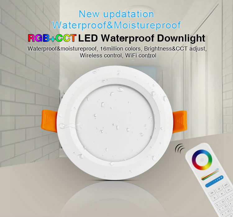 Mi-Light 6W RGB+CCT waterproof LED downlight FUT063 moisture proof WiFi control