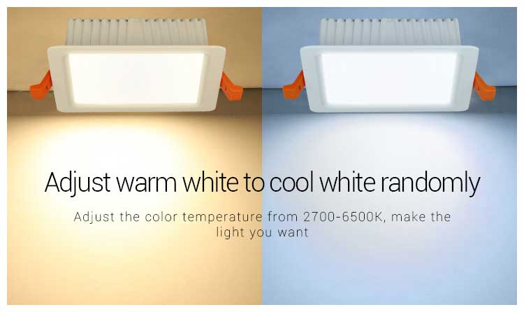 Mi-Light 9W RGB+CCT square LED downlight FUT064 adjust warm to cold white randomly