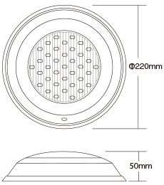 MiBoxer 15W RGB+CCT wall-mounted underwater light UW01 size product dimensions technical picture