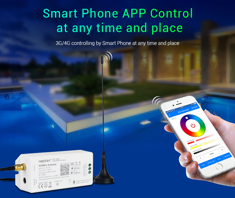 MiBoxer 433MHz gateway WL-433 smart phone app control
